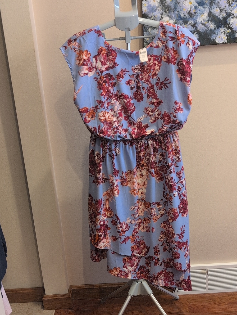 Soma Women's Floral Blue & Burgundy High-Low Dress